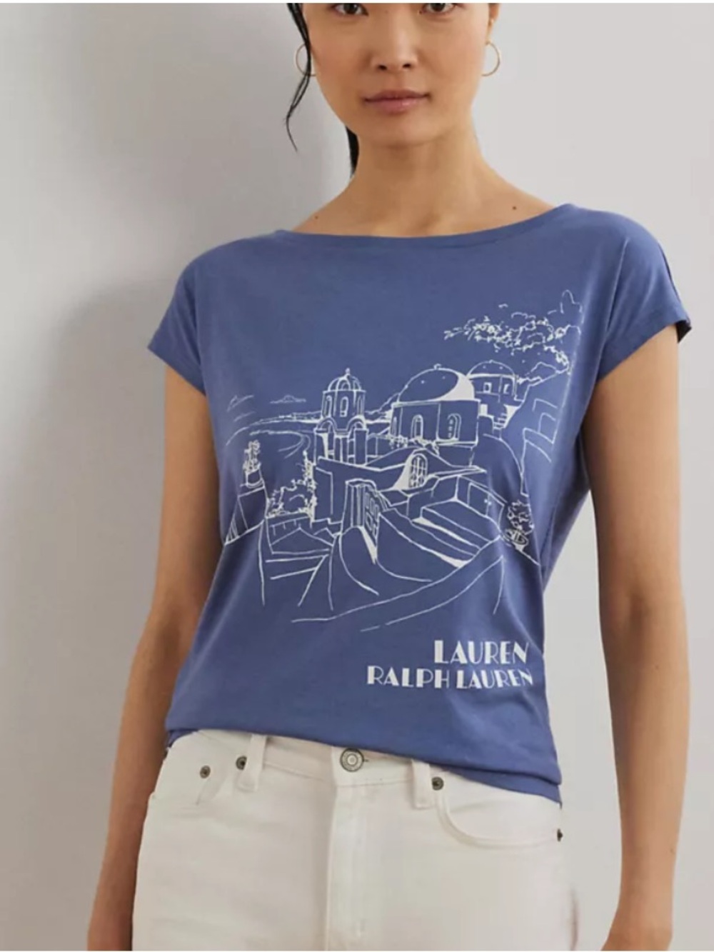 Lauren Ralph Lauren Cotton Blend Jersey Graphic T-Shirt Cap sleeve Size 3X